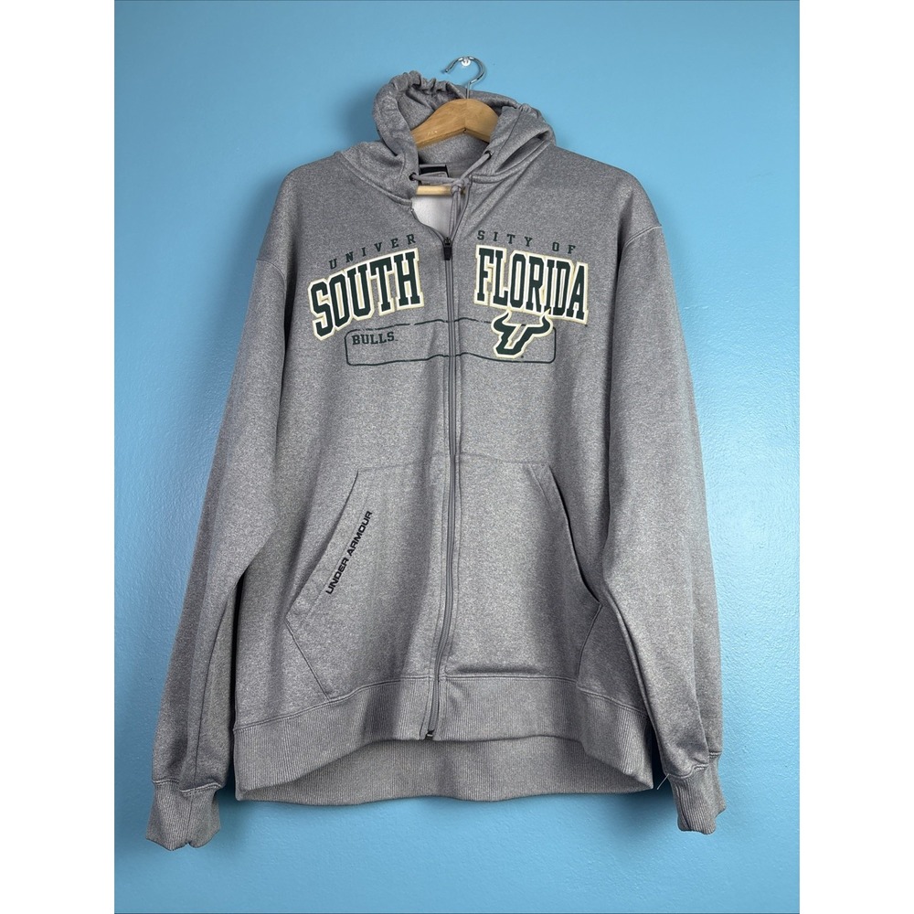 Under Armour University Of South Florida Bulls Full Zip Hooded Sweatshirt Gray